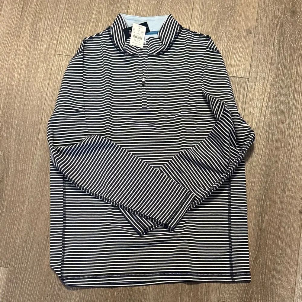 J. Crew Men's Black and White Striped Button Down Shirt